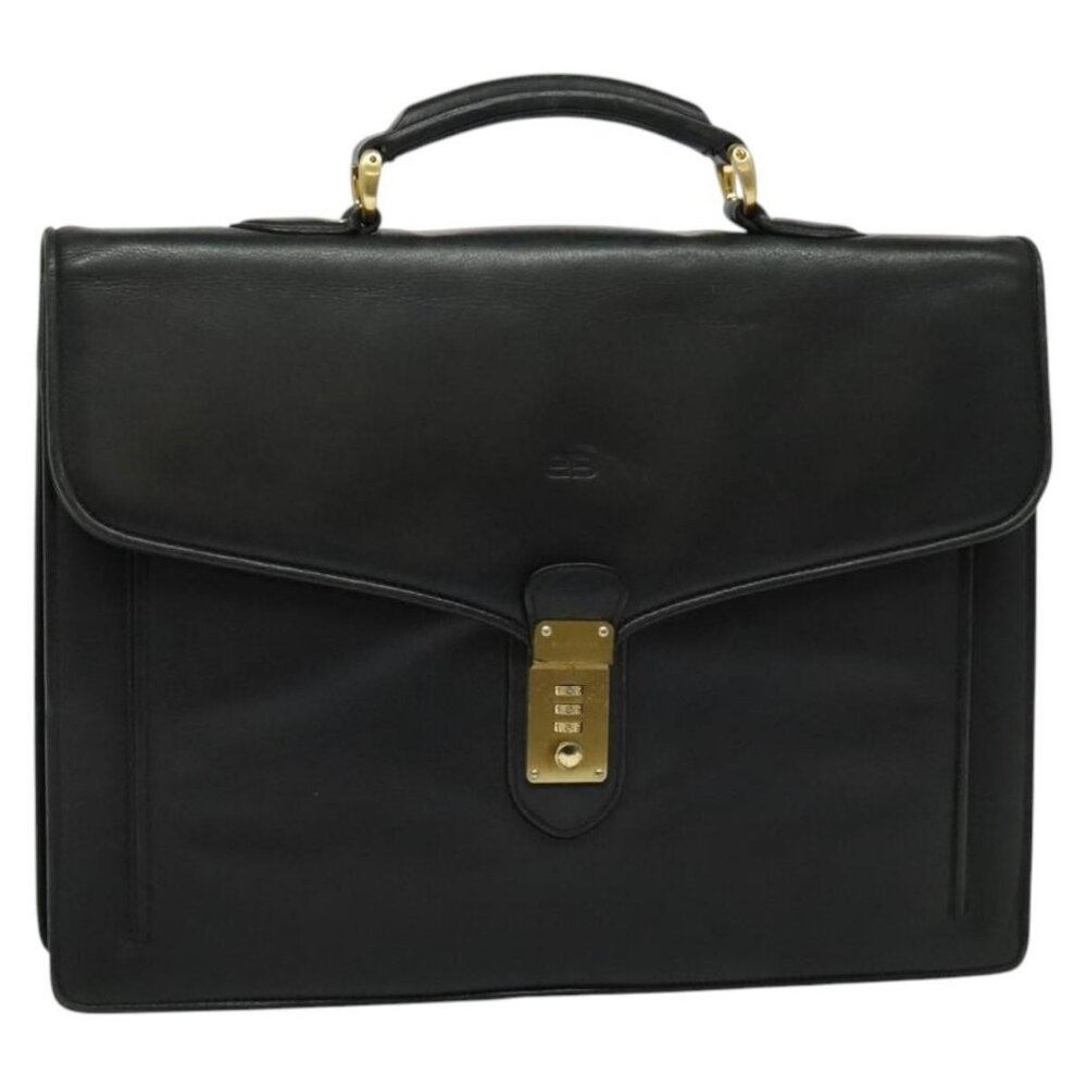 BALENCIAGA Business Bag Leather Black Gold Auth - Picture 2 of 16